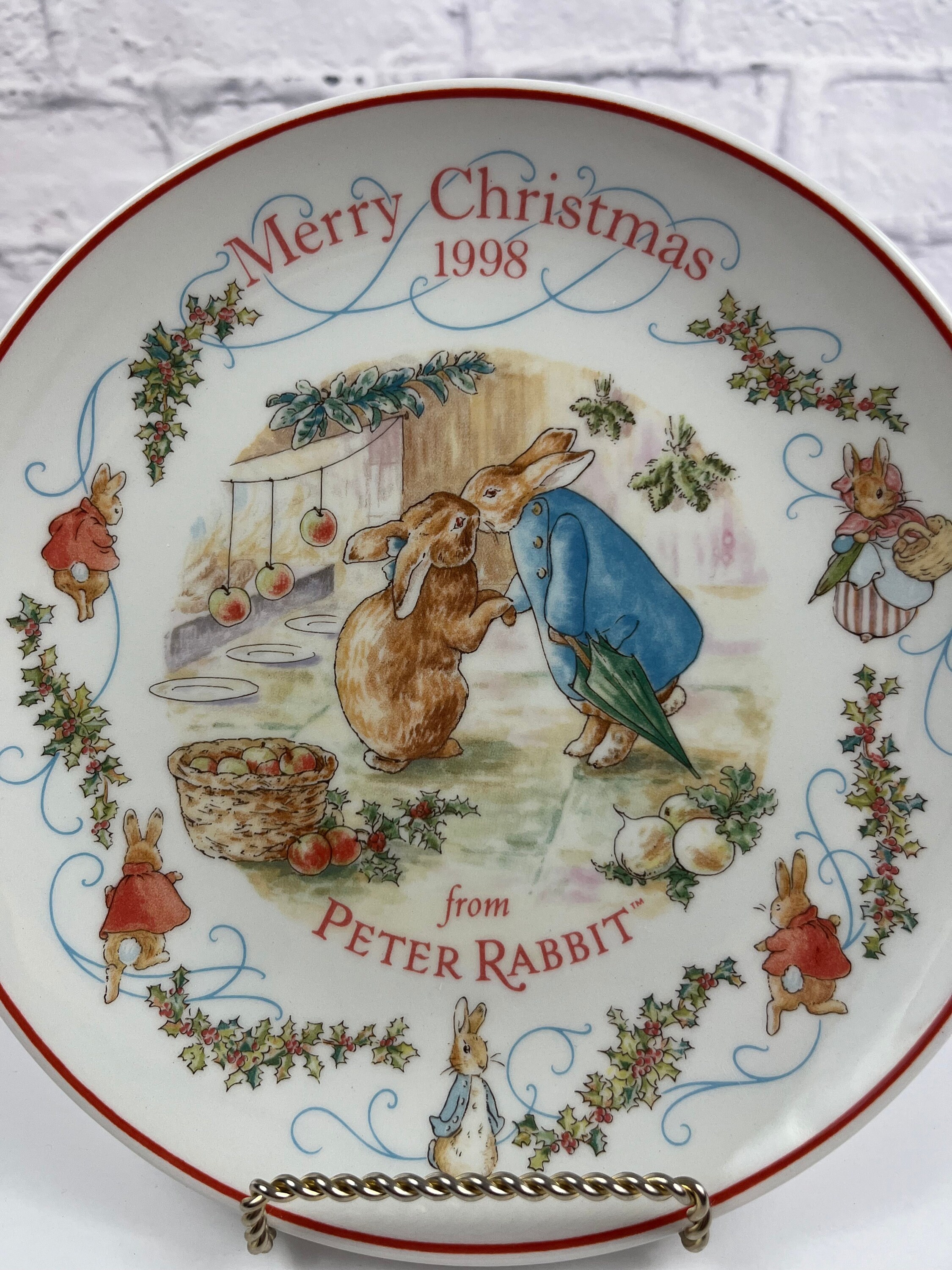 Peter Rabbit 1994 Merry Christmas 皿 Vintage 90s Peter Rabbit Christmas Plate Childs Christmas Dinner