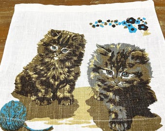 Vintage 1980 Kitten Linen Towel Calendar Birth Year Gift Anniversary Year Cat Lover Gift