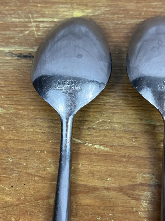 Vintage Interpur Stainless Steel Flatware Japan Brown Faux Handle