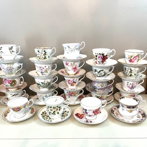 Gorgeous Vintage Mix & Match Teacup sets Mismatched Tea Party Bridal Shower Teacup gifts Bulk Teacups Wedding Favors Luncheon SOLD IN SETS!!