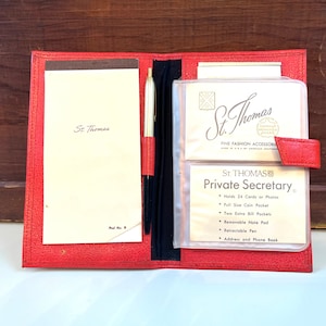 Vintage Red Organizer Wallet Saint Thomas Private Secretary Organizer Throwback gift Time Capsule Gift Gift for Cell phone hold outs