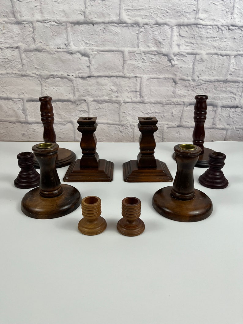 Vintage Wood Candlestick Holder Collection Events Weddings Outdoor ...