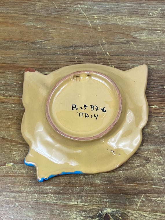 Vintage Italian Made Cat Trinket dish Wall plate jewelry Dish catch all dish View 4