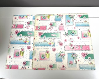 Vintage New Baby Wrapping Paper 1960s era Baby Shower gift wrapping scrapbooking  2 sheets 29" x 20"