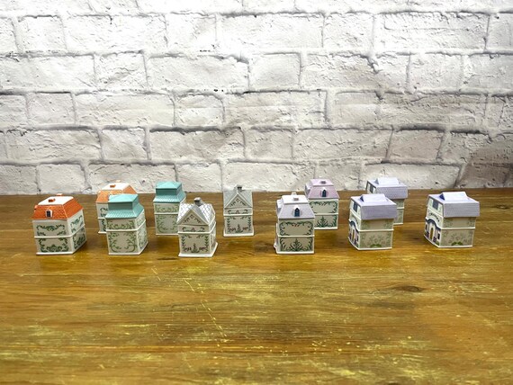 Lenox Spice Village Herb Storage Jars Porcelain Victorian Houses