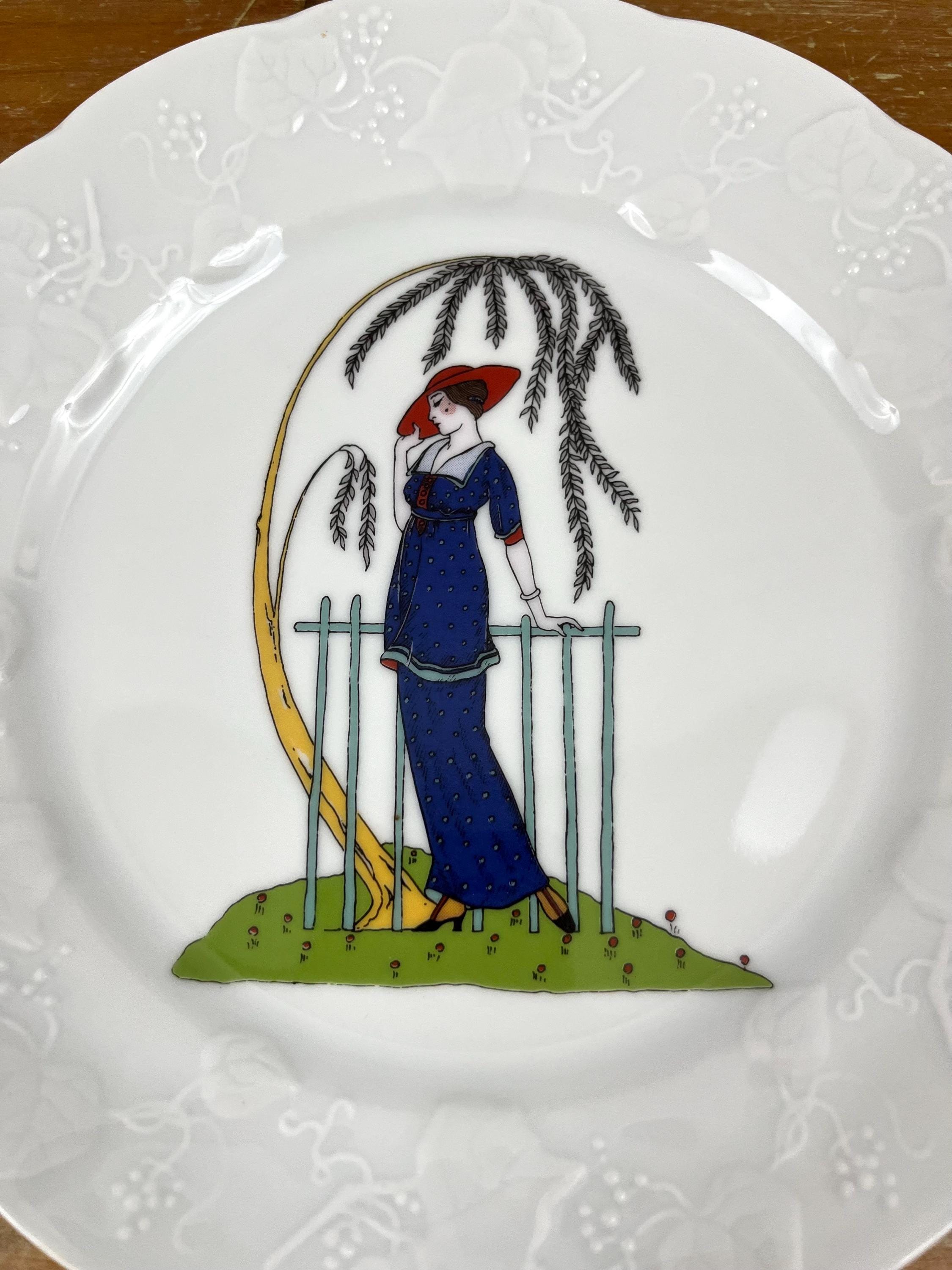 Vintage French Art Deco Design Salad Plates Lierre Sauvage CNP