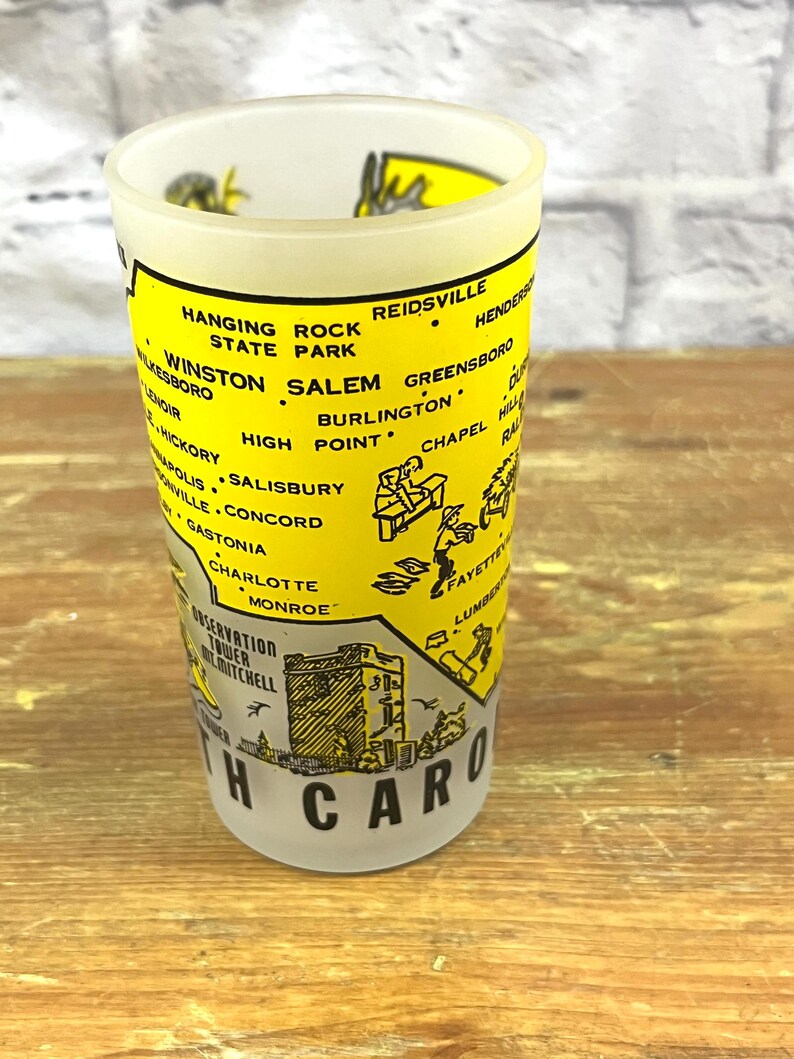 Vintage souvenirglas från North Carolina med statstema, examenspresent, present till saknat hem, lokala monument och landmärken bild 5