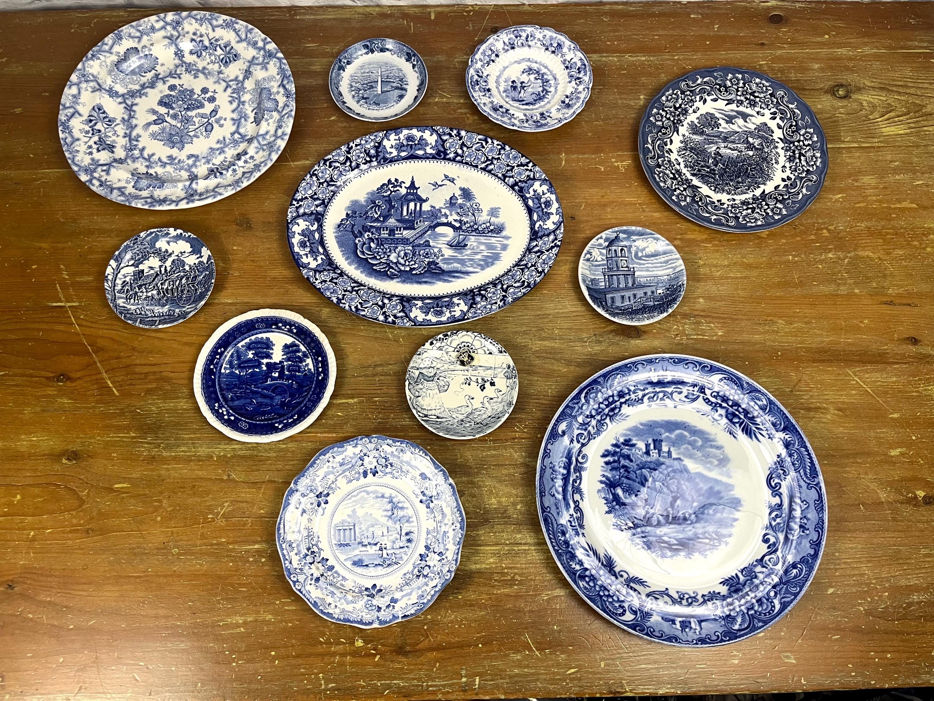 Antique Blue & White Transferware Decorative Plates Copeland Spode