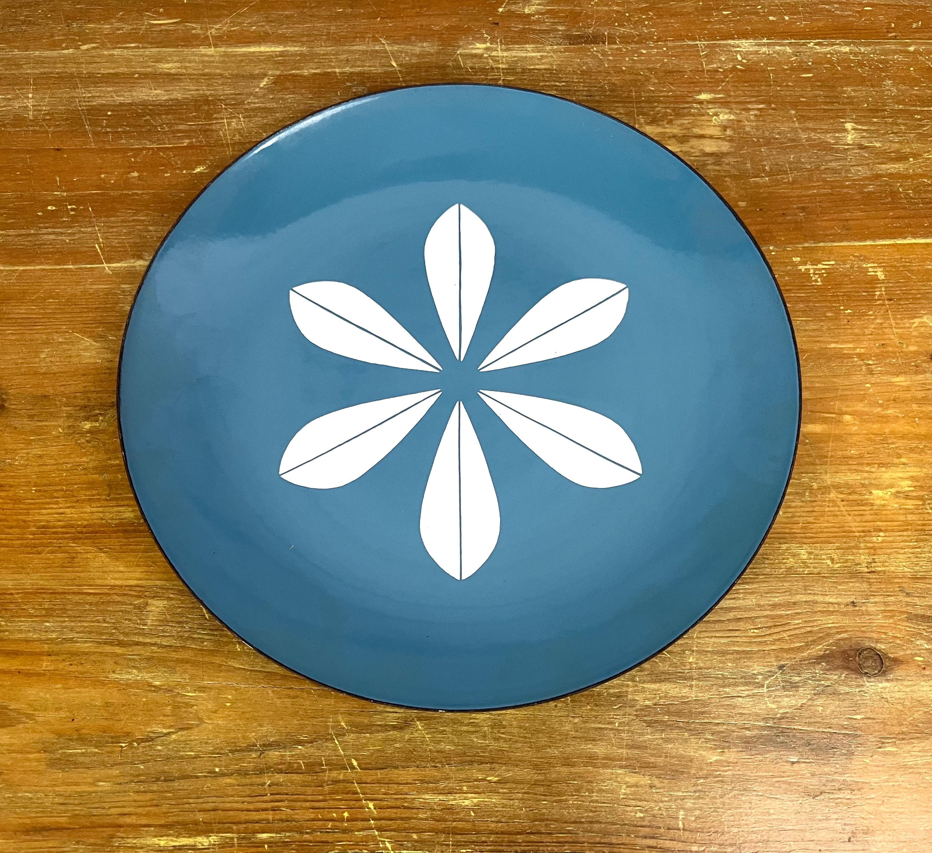 Cathrineholm Lotus Enamel Blue White Flower Petal Style 12 Inch