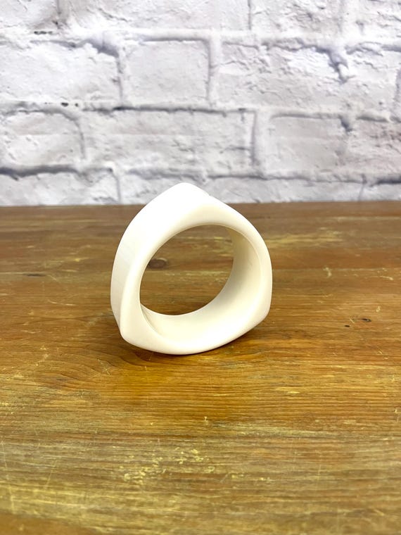 Vintage White Triangular Shaped Bangle Bracelet - image 3