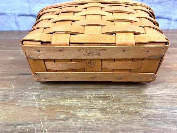 Vintage Longaberger Basket Lined Red and White Striped Fabric