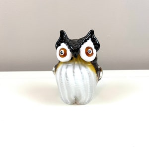 Vintage Glass Owl Art Glass Figurine Heavy statement piece Owl Gift for Friend