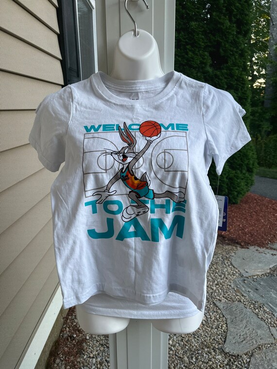 Vintage ninos Space Jam camiseta 1996 Bugs Bunny Baloncesto camisa tematica blanco y azul Michael Jordan ninos tamano 7 pequeno Etsy Espana