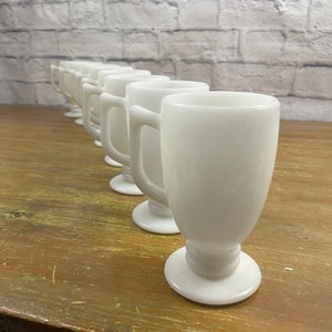 Vintage Milk glass Pedestal Coffee Mugs Irish Coffee Mugs Cappuccino Mugs Hot Chocolate Mugs sold in sets of 8 or 2