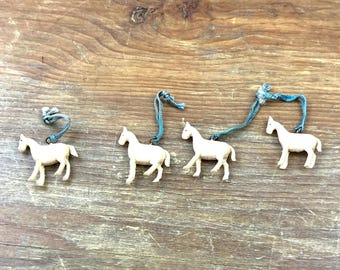 Vintage Cracker Jack Mini Horse Christmas Ornaments 1 inch Trinkets Sold in Sets
