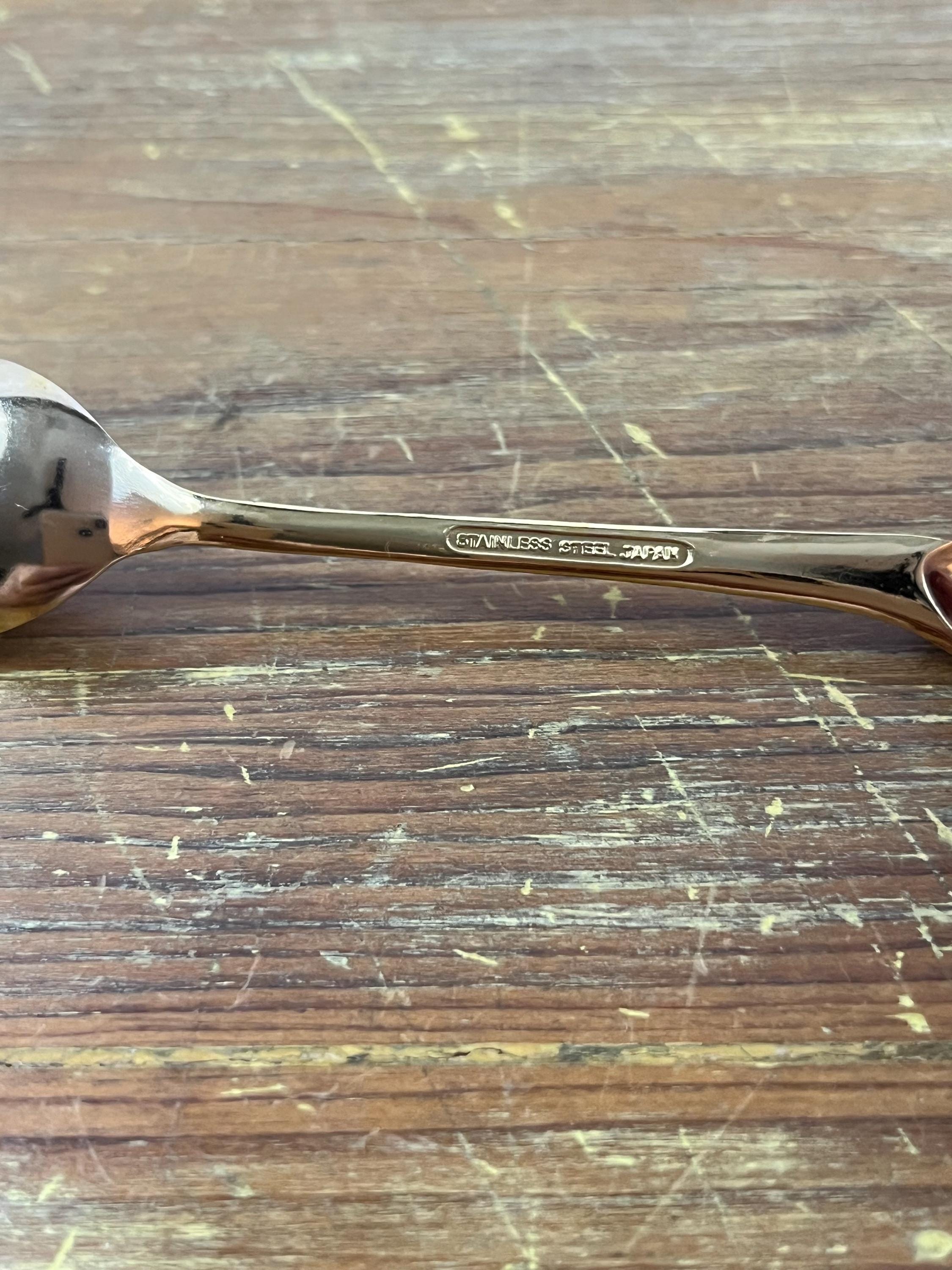 6 pezzi/set cucchiai da dessert vintage, mini cucchiaini da caffè in metallo e forchetta cucchiaino da tè Royal per accessori da cucina per caffè e frutta (Oro