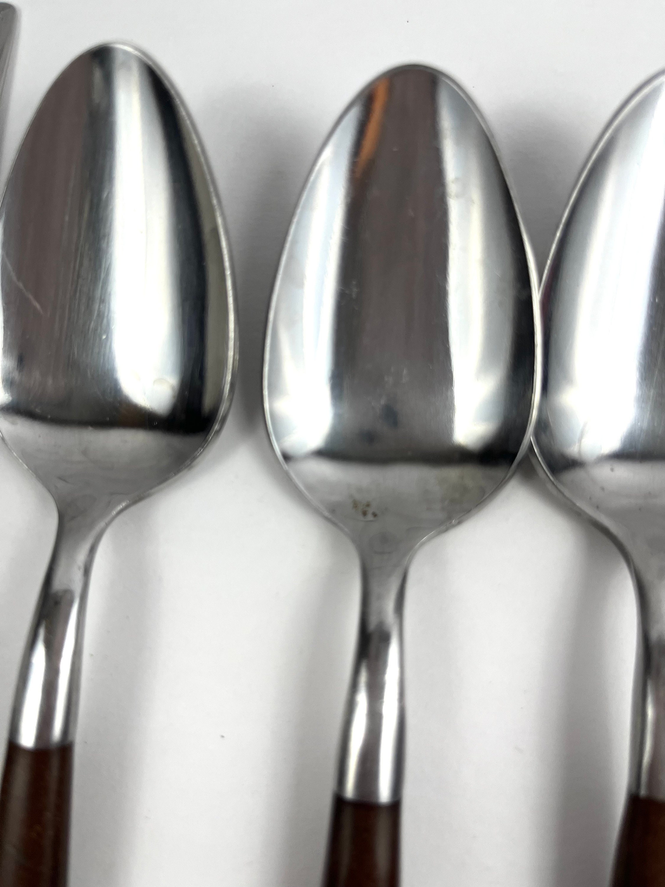Vintage American Tempo Brown Faux Wood Handled Stainless Flatware