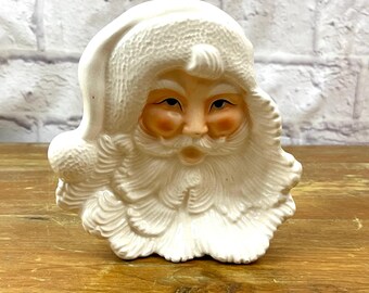 Vintage Ceramic Santa Face Christmas Decor