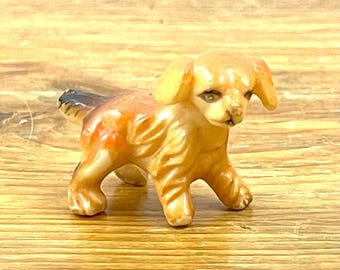 Vintage Celluloid Puppy Dog Brown and Yellow Dollhouse Dog Hong Kong