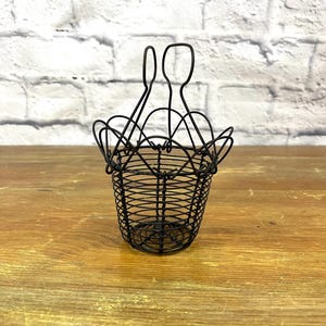 Vintage Mini Wire Egg Basket Holder Fun Kitchen Decor Primitive Farmhouse Decor Quail Eggs or Nest and Robins Egg Decoration