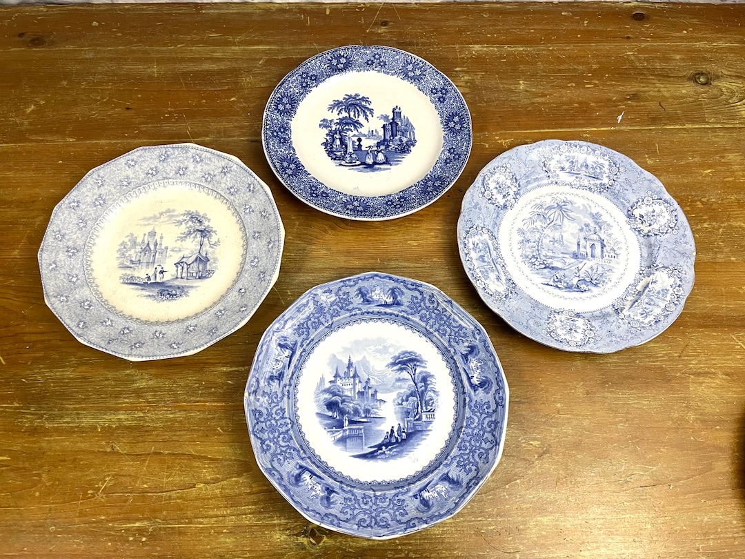 Antique Decorative Transferware Blue & White Plates Longport Isolabelle ...