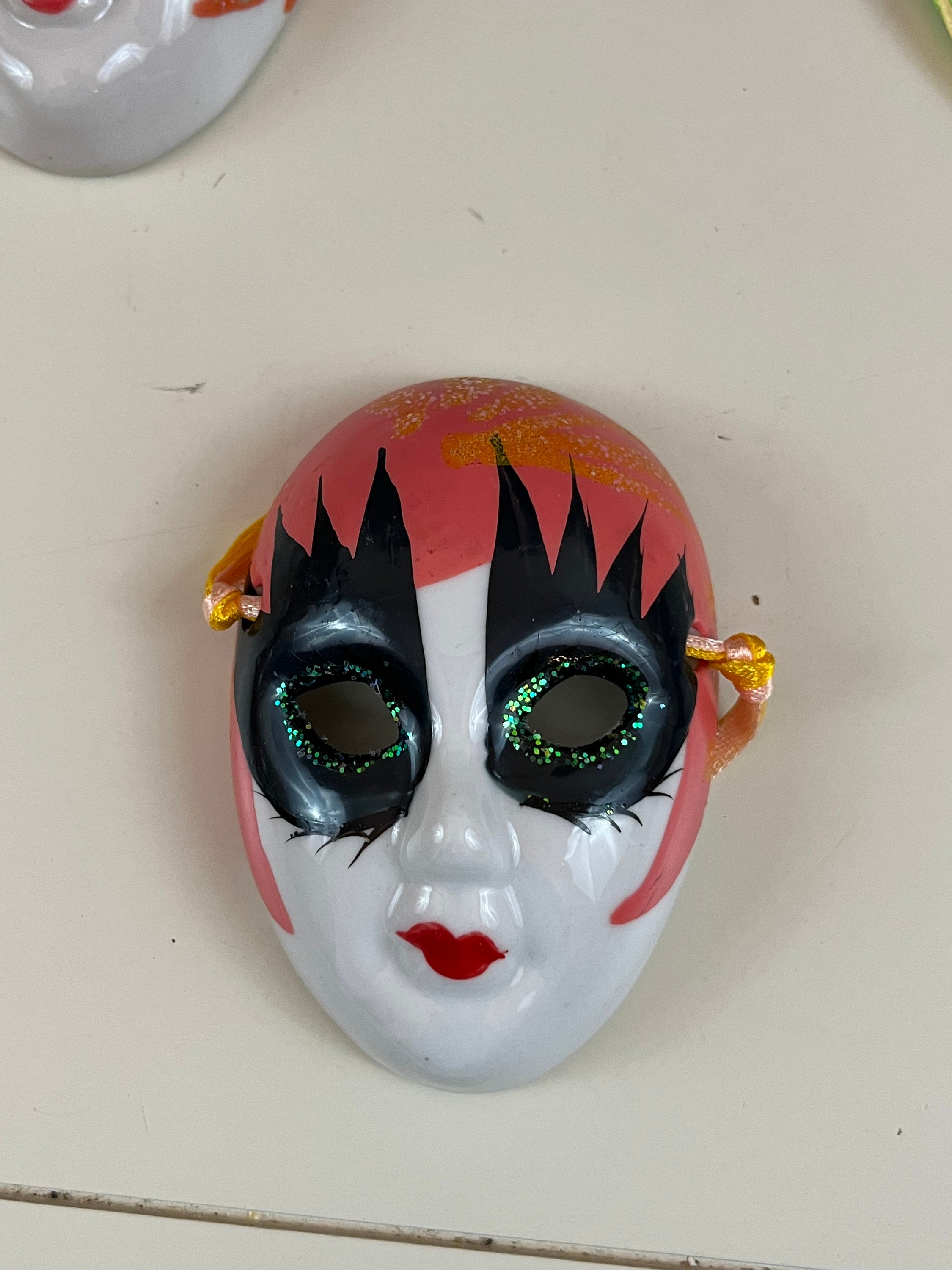 Vintage 90s Ceramic Painted Decorative Masks Wall Room Decor Vanity ...