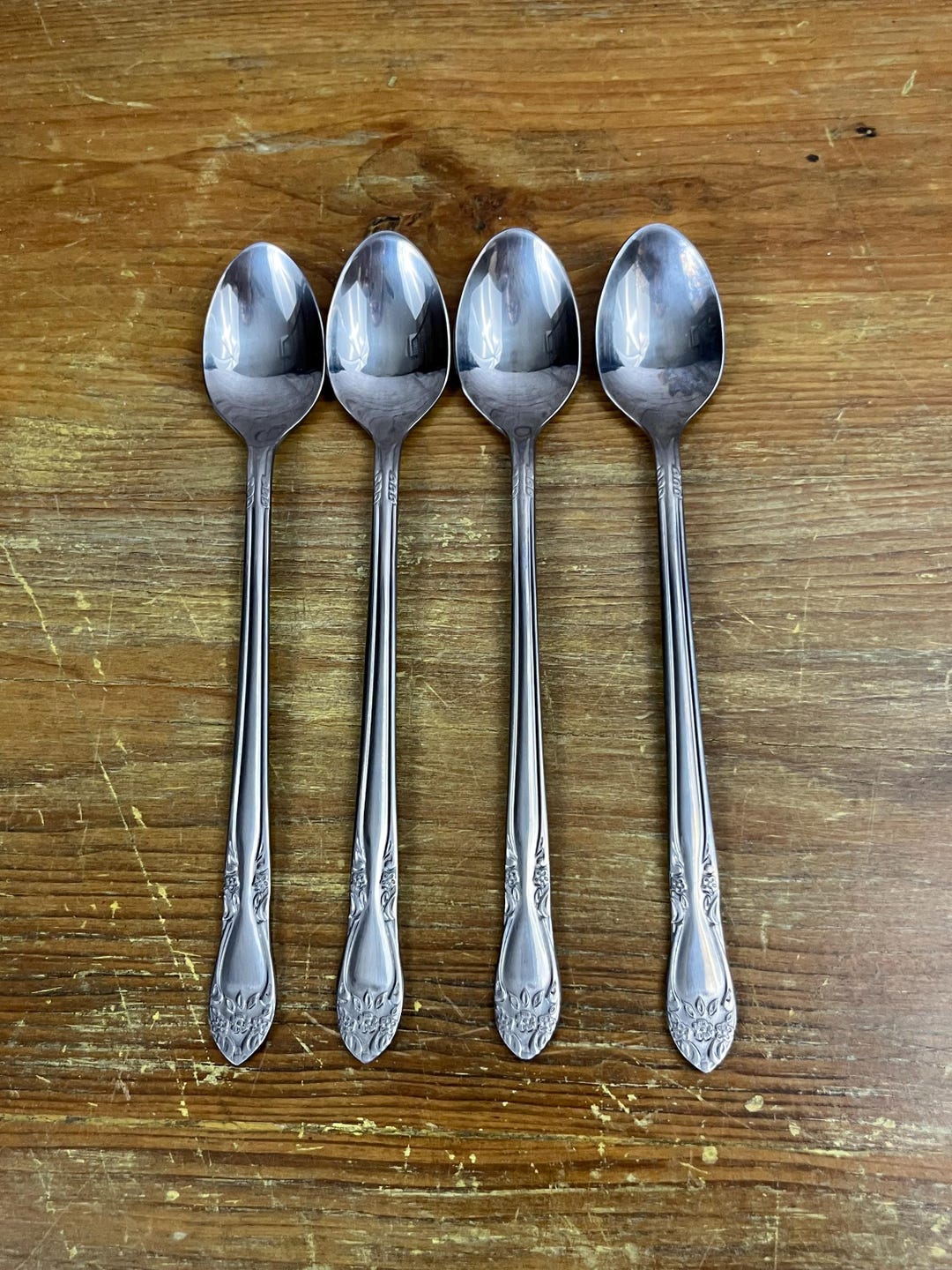 Vintage NOS Custom Craft Stainless Ice Tea Spoons Set of 4 Taiwan