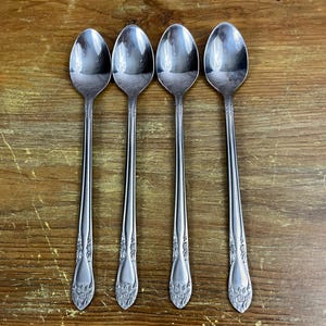 Vintage NOS Custom Craft Stainless Ice Tea Spoons Set of 4 Taiwan