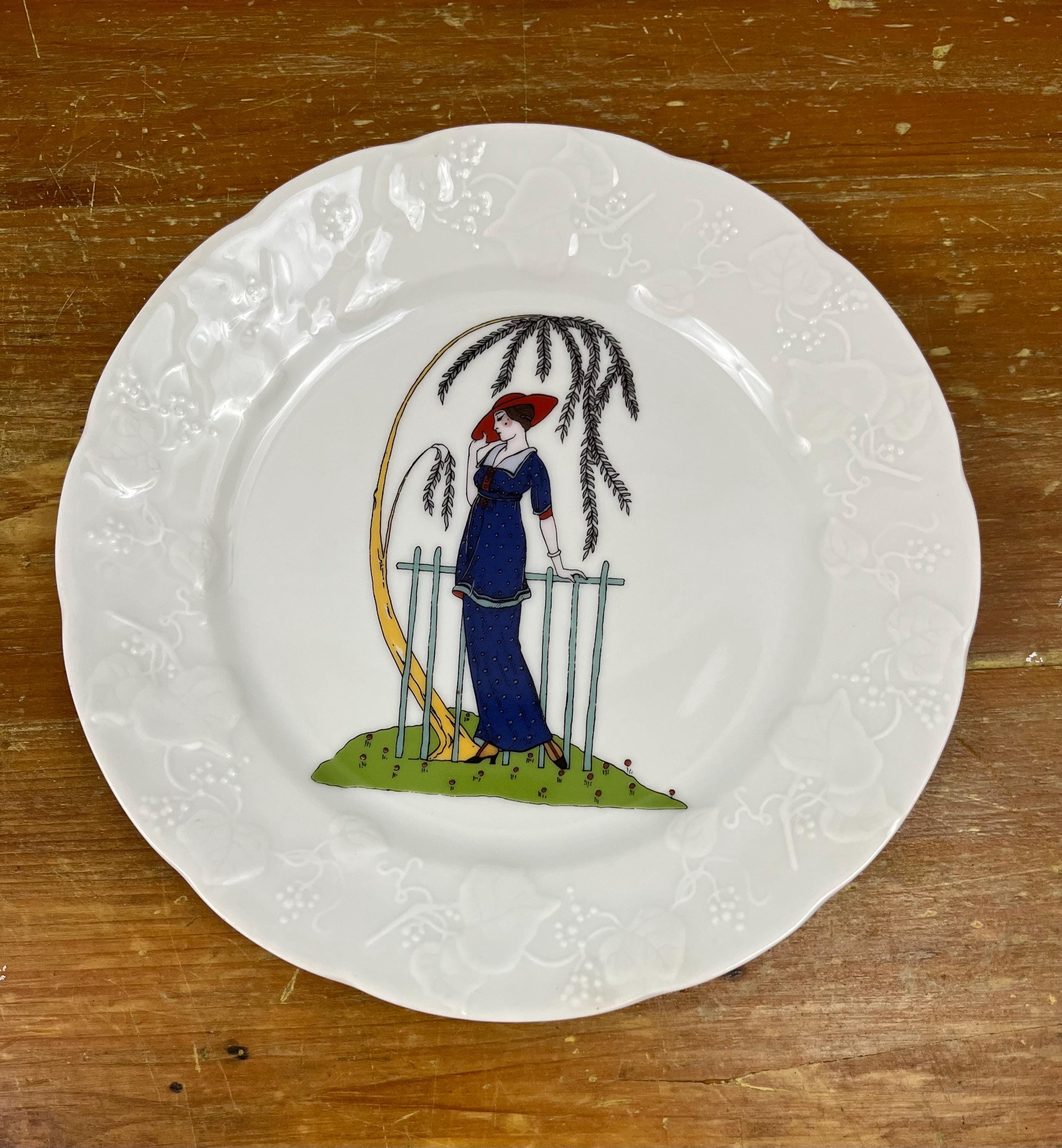 Vintage French Art Deco Design Salad Plates Lierre Sauvage CNP