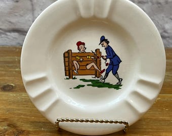 Mid Century Adult Humor Pillory Stock Ashtray Anniversary Gag Gift