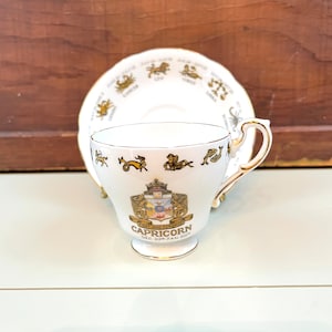 Vintage Capricorn Horoscope Teacup Birthday teacup December January birthday gift