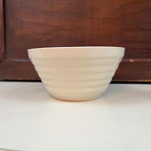 Vintage small ivory white stoneware bowl Ribbed ironstone bowl USA classic kitchen decor