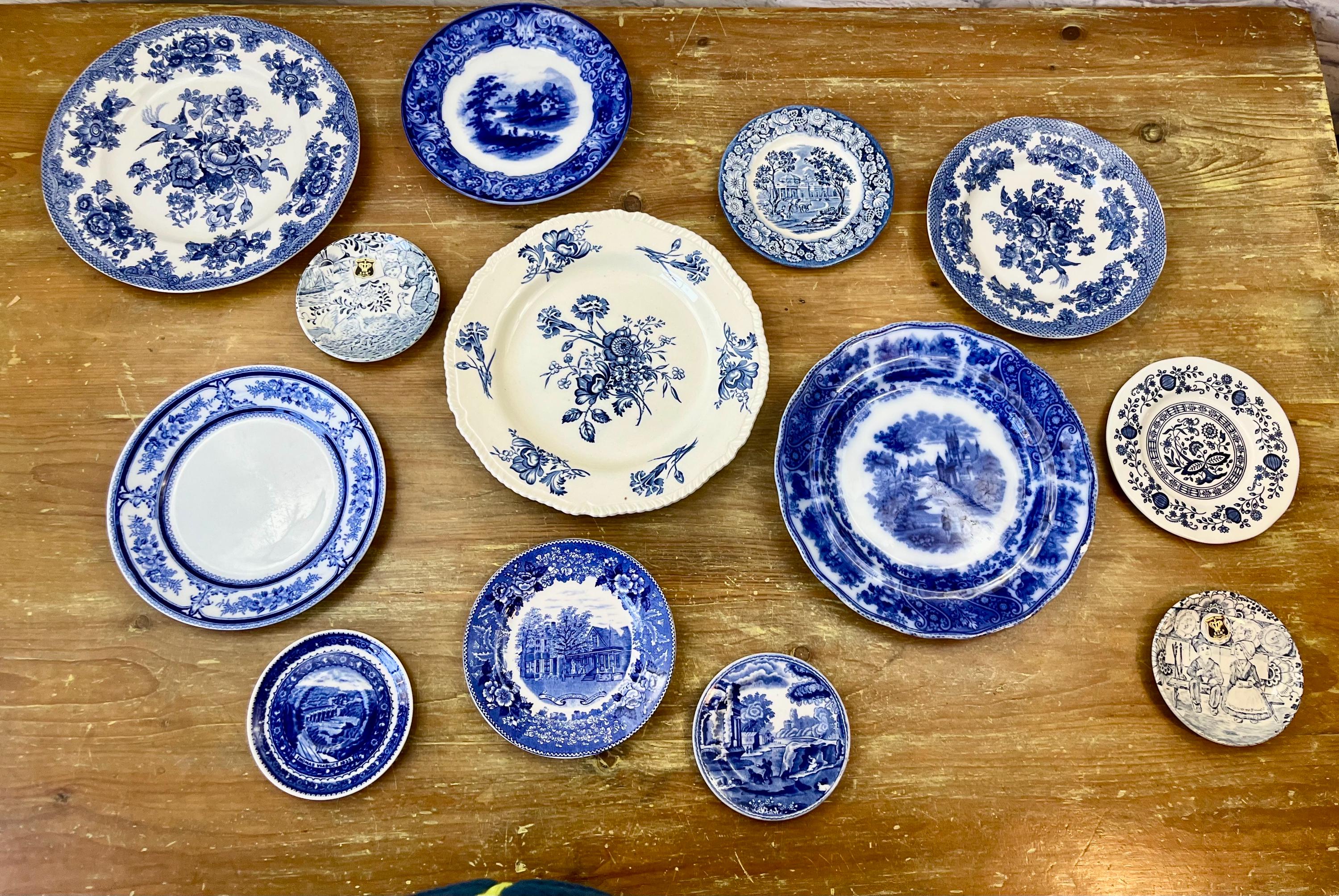 食器   Blue Plate Blue Vintage Plates - Etsy Canada