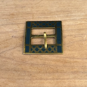 Vintage Germany Art Deco Belt Buckle Blue & Gold Geometric Design