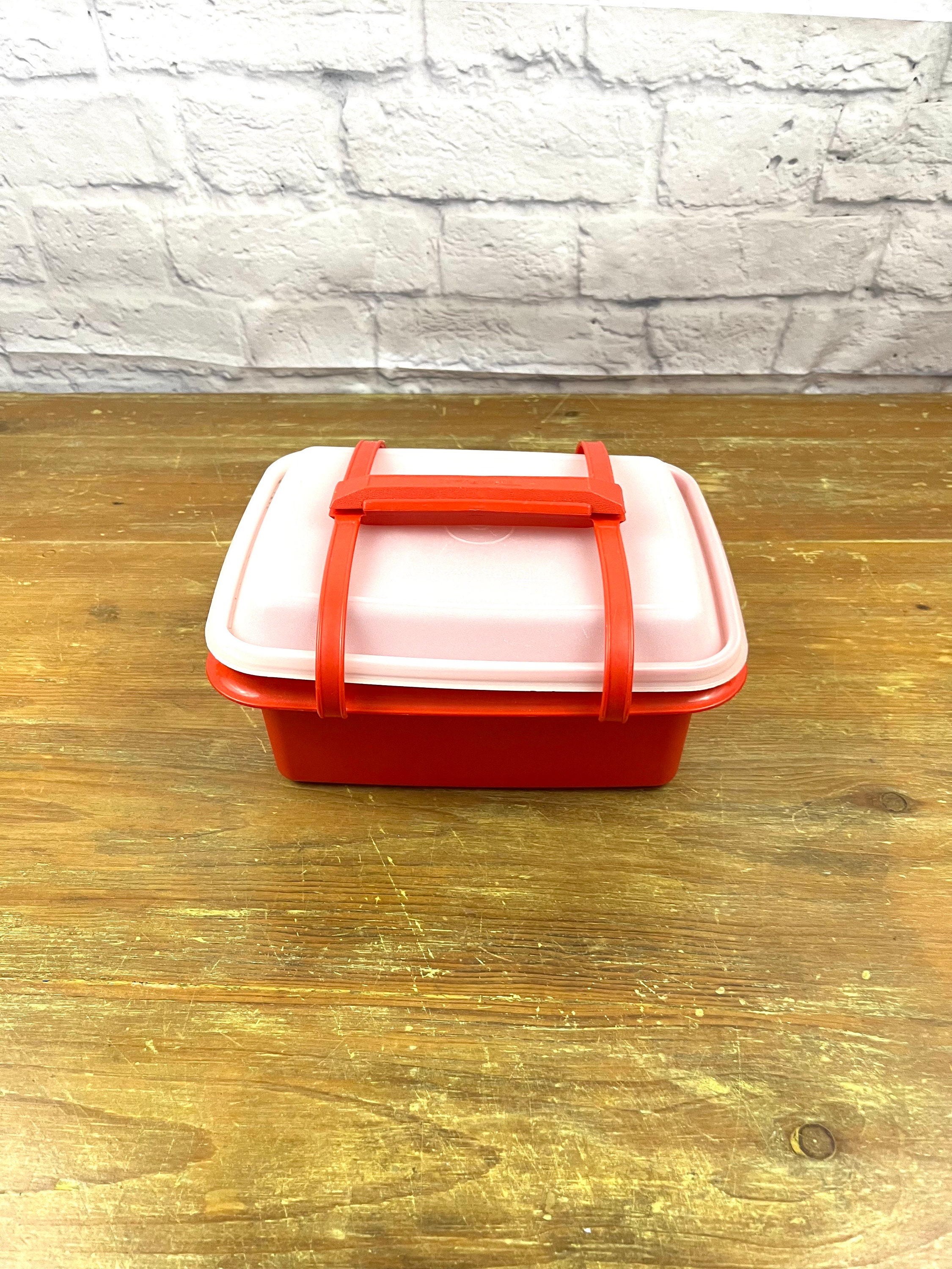 Vintage Red Tupperware Lunchbox Bento Box Tight Seal Handled Snack Pack Carrier Pack-n-carry