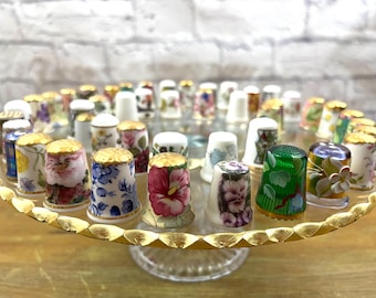 Vintage Floral Thimbles Set of 4 Surprise Pick from what's in stock Fun gift for quilt lover needle worker