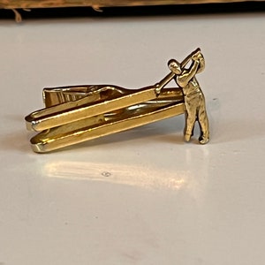 Vintage Gold Tone Golfer Tie Clip Dads Gift Golfers Gift Fathers Day