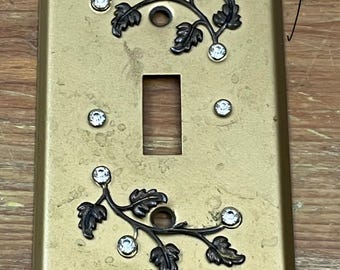 Vintage Gold Light Switch Plate Cover Vines and "Diamonds" Themed Single or Double ***Choose one