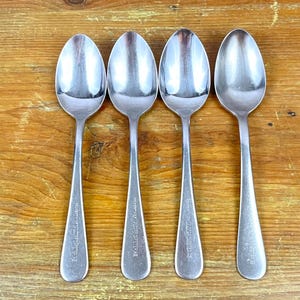 Vintage Hotel Flatware &quot;Property of Waldorf Cafeteria&quot; 4 Teaspoons or One Place Spoon