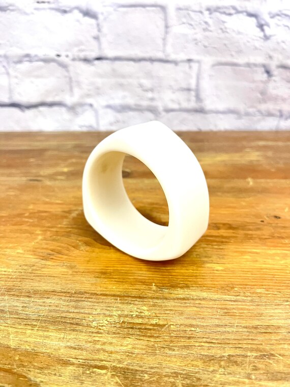 Vintage White Triangular Shaped Bangle Bracelet - image 2