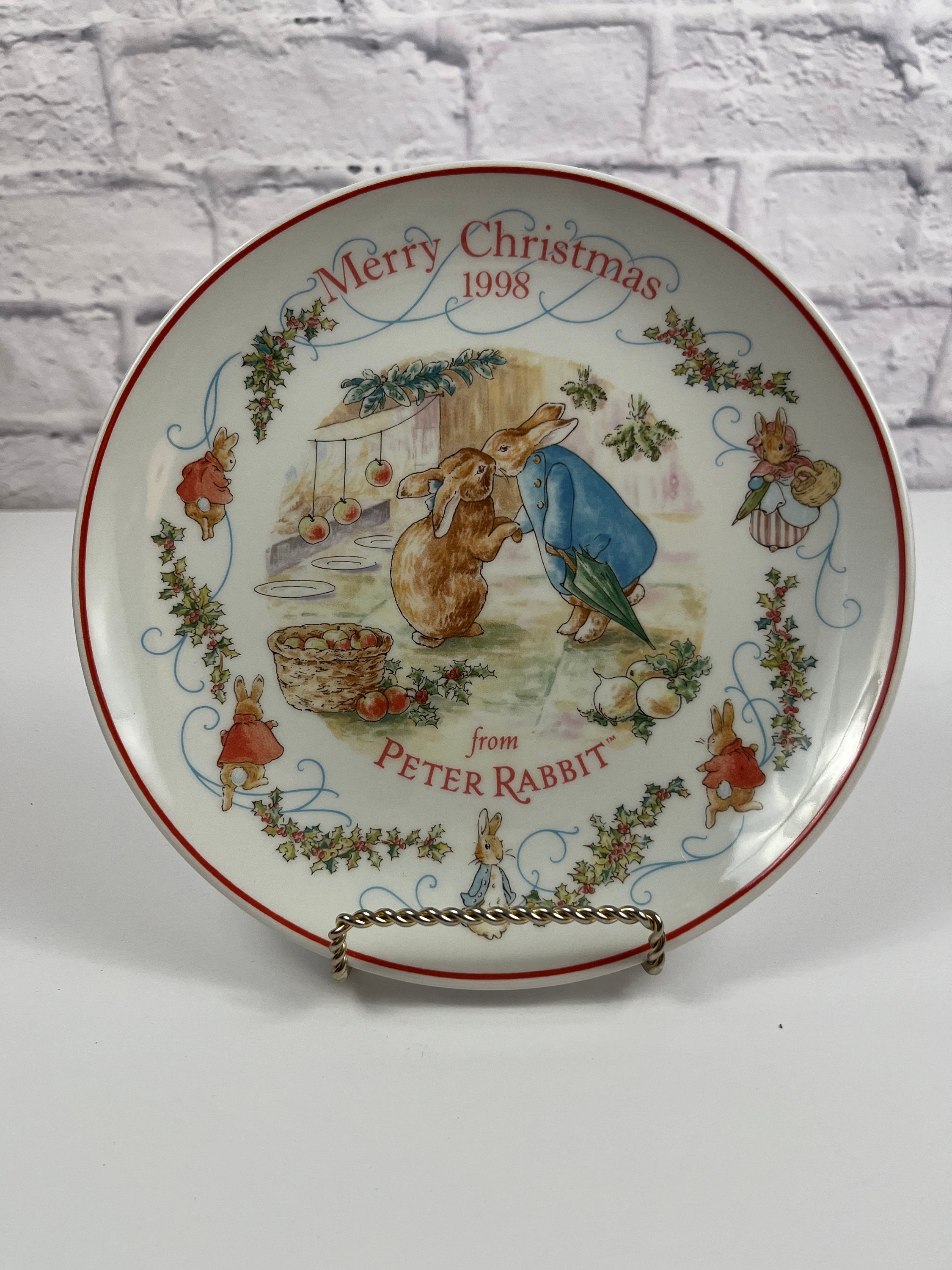 Vintage 90s Peter Rabbit Christmas Plate Childs Christmas Dinner