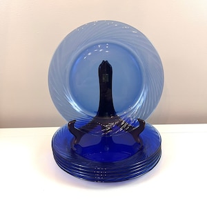 Pyrex Cobalt Blue Speiseteller Festive Swirl Style Set von 6