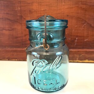 Vintage Small Blue Ideal Canning Jar Wire Bail Jar Kitchen Storage Vintage Garden Decor Gift for a friend