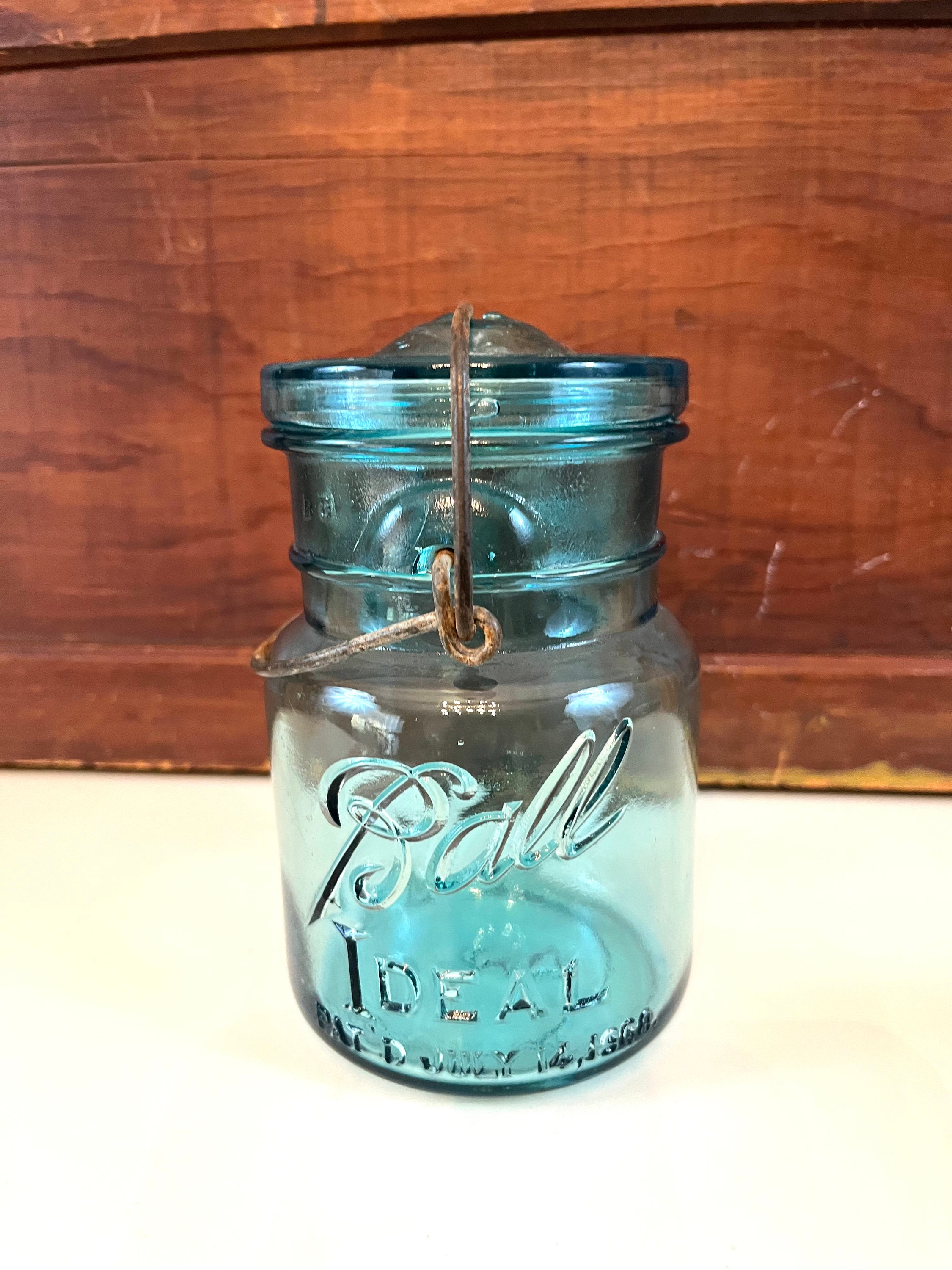 Vintage Kleine Blauwe Ideale Canning Jar Wire Bail Jar Keuken Opslag Vintage Tuin Decor Cadeau voor een vriend