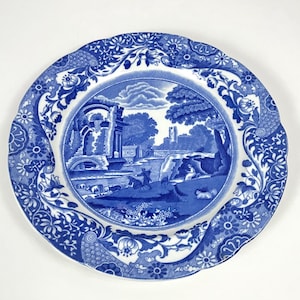 Vintage Blue White Transferware Plate &quot;Italian&quot; Copland Spode Dinner Plate