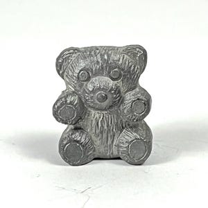 Vintage Miniature Pewter Teddy Bear Figurine Mini Display item Birthday Gift