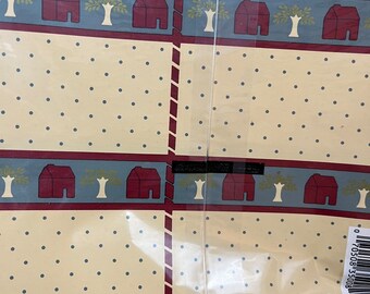 Vintage 80s Country Style Wrapping Paper 8 sheets of 20 x 30 inch paper 2 styles House themed Gift Wrap