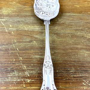 Vintage Fruit Salad Silver plate Spoon Embossed Fruit Design EPNS Shell handle Made in England