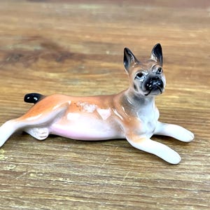 Vintage Bone China Reclining Boxer Figurine Gift for friend pet loss gift