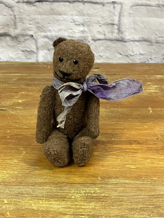 Vintage Jointed Worn Teddy Bear Adorable Missing One Ear Bear Cute